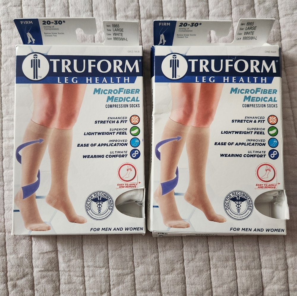 2 Sets of Trueform Leg Health Size Large Compression Socks
